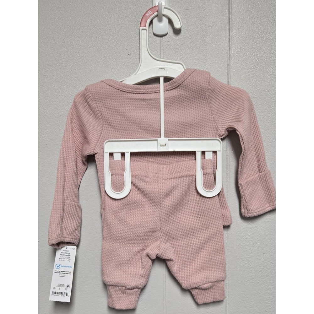 Carter's Just One You Newborn Waffle Knit 2pc Set Dusty Rose 1U214810 - Picture 4 of 6